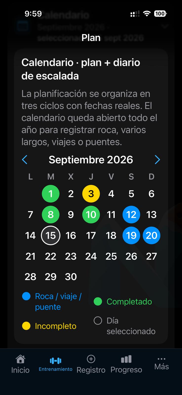 NEXO CLIMB calendar